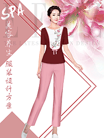 時尚短袖女款美容技師制服設計圖824