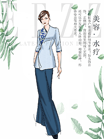 淺藍色水療會所咨客服裝款式圖527