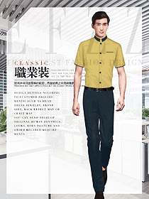 淺黃色男裝短袖襯衫制服設計圖069
