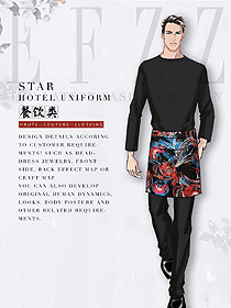 原創(chuàng)制服設計黑色男款服務員服裝款式圖404