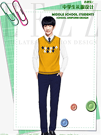 新款淺黃色男款學生服校服款式設計圖115