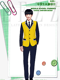 時尚黃色長袖男款學生服校服款式設計圖117