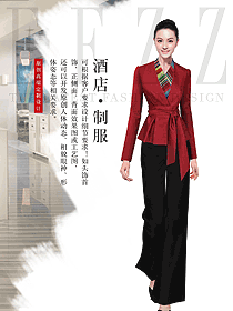 時(shí)尚紅色女款酒店大堂服裝款式圖1244