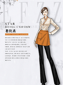 長袖女款快餐廳服務員制服設計圖407