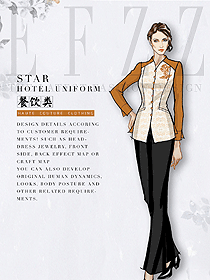 長袖女款中餐服務員制服款式圖2150