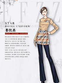 長袖女款快餐廳服務員制服設計圖409