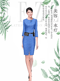 藍(lán)色女款總臺收銀接待制服設(shè)計(jì)圖452
