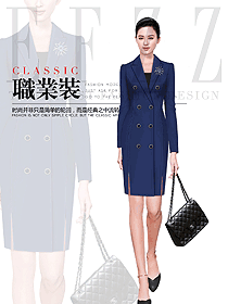時尚深藍色女職業裝夏裝制服設計圖999