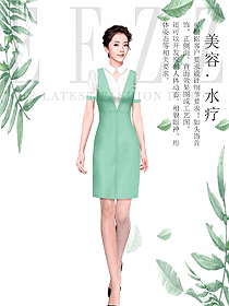時尚淺綠色女款總臺收銀接待制服設計圖457