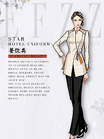 女款中餐服務員制服款式圖2162