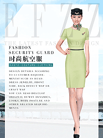 淺綠色連衣裙款空姐制服款式設(shè)計圖874