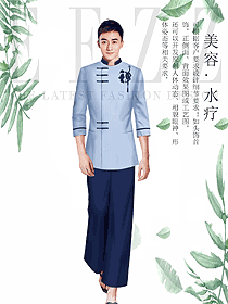 原創設計淺藍色會所服務生服裝款式圖894