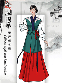 新款女款酒店中餐迎賓制服設計圖909