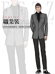 男款商務西裝設計效果圖502