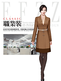 時(shí)尚咖啡色女職業(yè)裝大衣服裝款式圖304