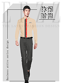 時尚男職業裝長袖襯衫設計圖308