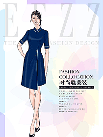 深藍色女夏裝制服設(shè)計圖1084