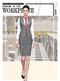 馬甲款西餐服務員制服設計圖1348