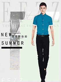 時尚男職業裝短袖襯衫款式圖074