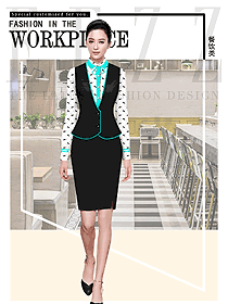 女款馬甲款西餐服務(wù)員制服設(shè)計(jì)圖1356