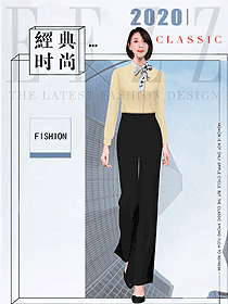 淺藍色女職業裝長袖襯衫設計圖457