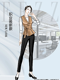 女職業(yè)裝馬夾款制服設(shè)計圖368