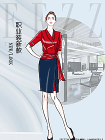 時尚女職業裝長袖襯衫設計圖459