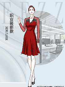 時尚女款專賣店營業員制服設計圖1623