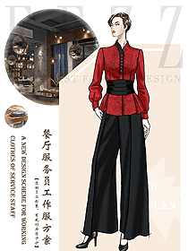 新款中餐服務員制服設計圖2315