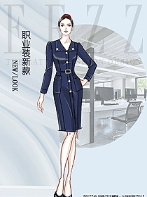 時尚女款專賣店營業員制服設計圖1627