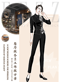 時尚西餐服務員制服設計圖1419