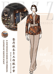 新款中餐服務員制服設計圖2341
