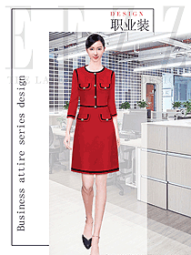大紅色OL職業女裝連衣裙1281