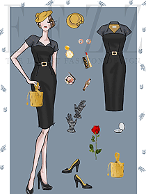 黑色鏤空連衣裙原創設計手稿1285