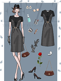 韓企職場美眉清新優雅的灰黑夏裝1286款