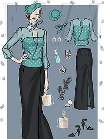 時(shí)尚大牌休閑職場(chǎng)女裝設(shè)計(jì)手繪稿1287