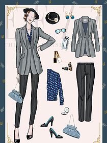 職場白領氣質小姐姐小西裝時尚搭配2136款手稿圖