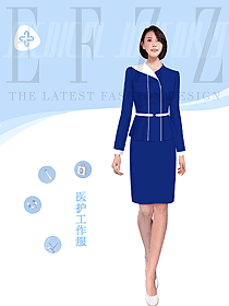 藍色醫護工作服定制設計圖002