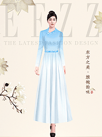 原創制服設計中餐迎賓服裝款式圖979