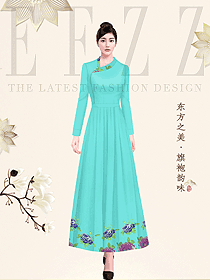 休閑度假酒店中餐廳迎賓服務員服裝設計983