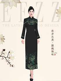 古典優雅美女旗袍服裝原創設計圖1008