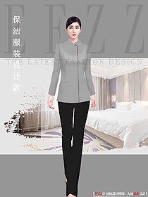 商城大堂女清潔員工作服設計圖374