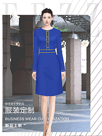 寶藍色連衣裙時尚原創制服定制