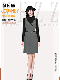 今年很流行的灰色女職業裝馬甲高清大圖