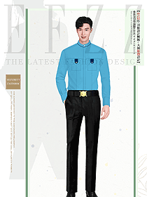 藍(lán)色款安保公司員工制服設(shè)計(jì)高清圖