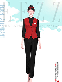 機場大廳女員工職業裝制服定制款設計圖