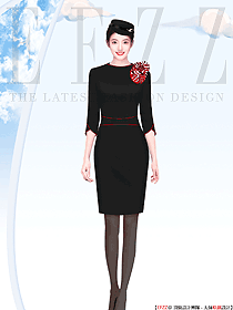 黑色秀麗空姐服裝原創設計制服圖