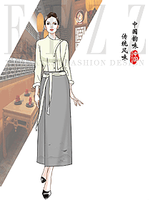 傳統風味酒店服務生制服設計效果圖