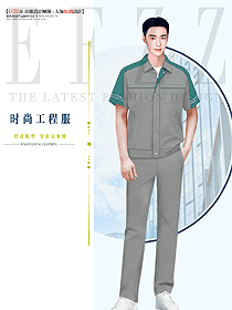 夏裝拼色男裝工作服短袖制服設計效果圖