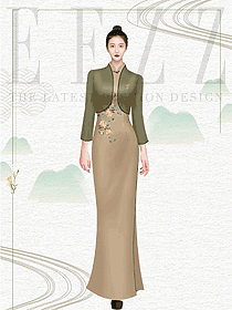 江南水鄉(xiāng)風格酒店餐飲迎賓員工服裝設計效果圖